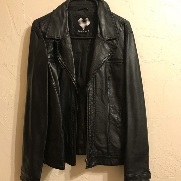 Brave Soul Jackets & Blazers - Women L Black leather jacket
